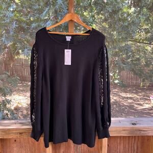 Chico's Women's Black Sequined Textured Pullover Sweater Size 4 (XXL). NEW